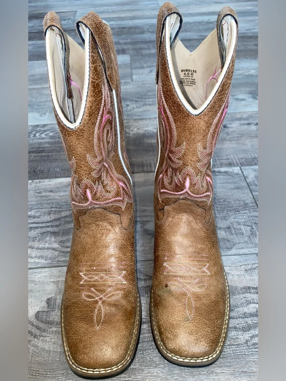 Shyanne Madison Pink Brown Tan White Cowgirl Western Boots Girl’s Size 4